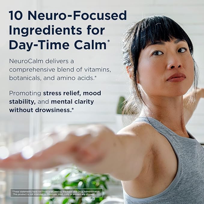 Designs for Health NeuroCalm - Supports Mood &amp Stress Relief with GABA Inositol L-Theanine 5HTP Vitamin B12 and B6 Taurine Chamomile Magnesium and PharmaGABA - Gluten Free Vegan (60 Capsu