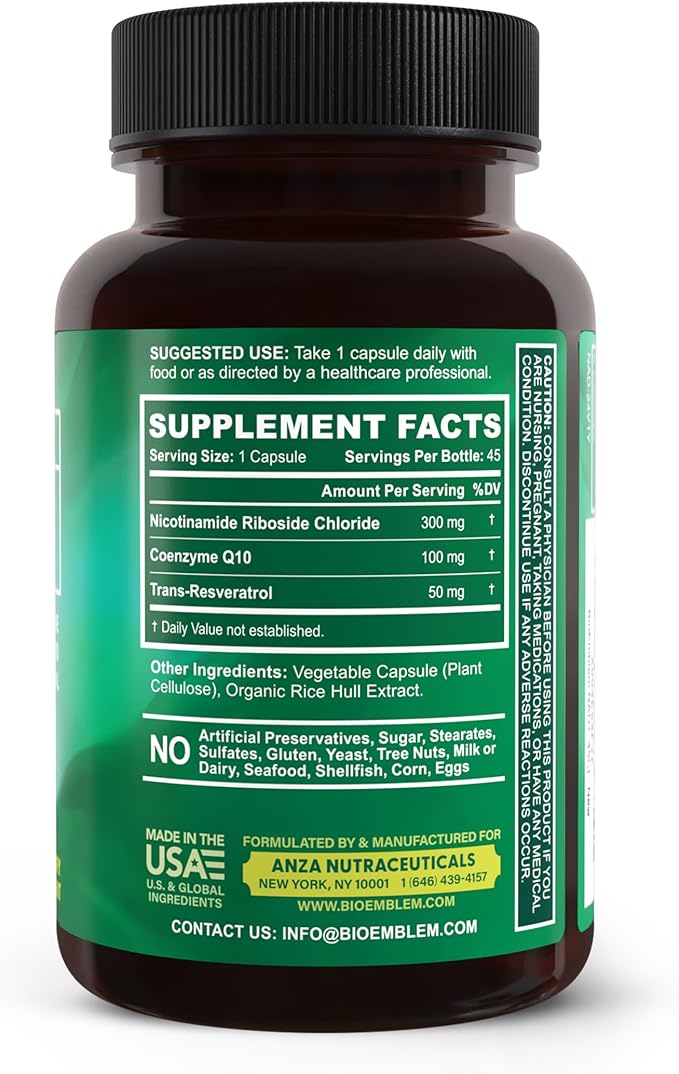 BioEmblem CoQ10 with BioPerine and NAD+ Supplement