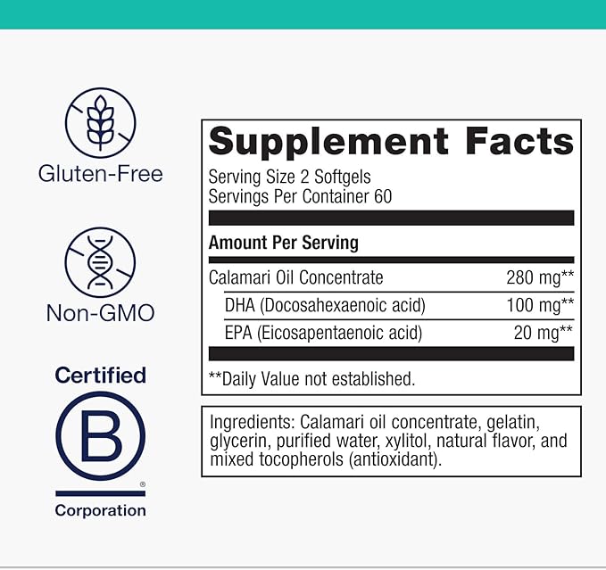Metagenics MetaKids DHA - Children’s DHA &amp EPA Supplement for Brain Eye &amp Immune Health* - from Calamari Oil Natural Fruit Flavor - Easy-to-Swallow Softgels - Non-GMO Gluten-Free - 120 Soft