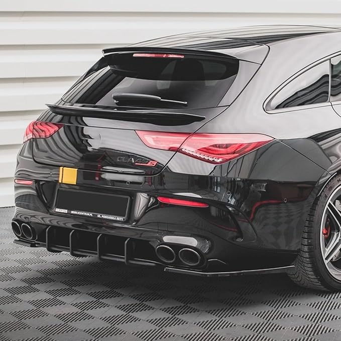 Compatible for Mercedes Benz CLA Class C118 CLA35 CLA45 AMG 2020 - Up Rear Bumper Side Splitter Spoiler Lip Cover Trim by Gloss Black