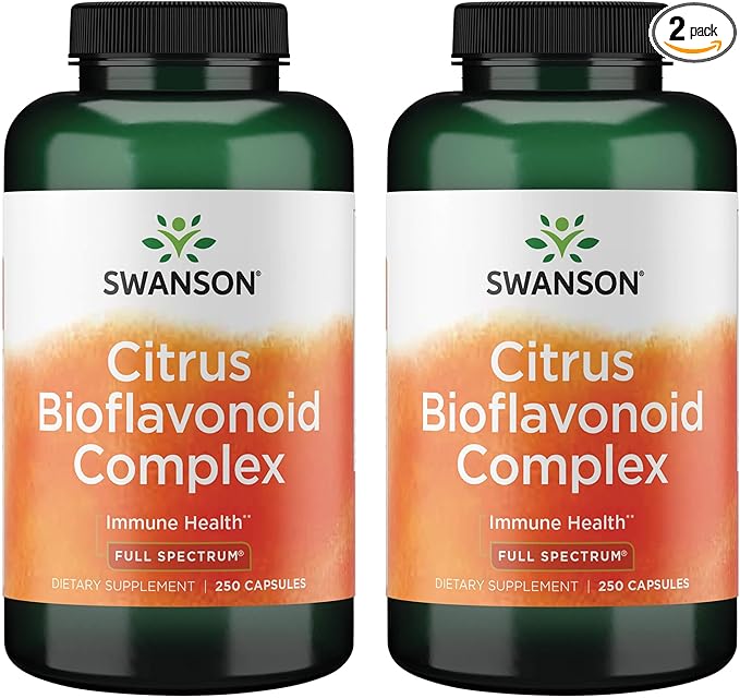 Swanson Full Spectrum Citrus Bioflavonoid Complex Immune and Antioxidant Supplement for Adults Seeking Enhanced Vitamin C Absorption - 50% Standardized (250 Capsules 2 Pack)