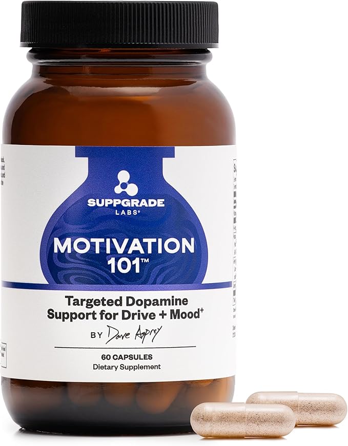 Motivation 101 by Dave Asprey | Targeted Dopamine Support for Drive + Mood | Supports Focus Memory Learning Balanced Moods and Positive Mental Outlook | 30 Day Supply
