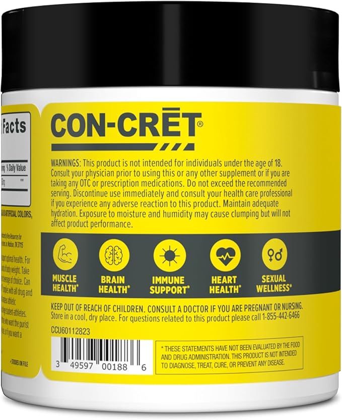 CON-CRET Creatine HCl Powder | Muscle Cognitive Cellular Energy Support | No Bloating or Cramps | USA Made &amp NSF Certified | Pineapple (64 Serving)