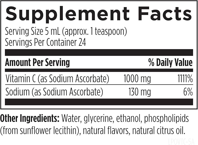Designs for Health Liposomal Vitamin C Liquid - 1000mg Vitamin C Supplement - Liposomes (from Sunflower Lecithin) for Superior Absorption - Non-GMO Pleasant Lemon Flavor (24 Servings / 4oz)