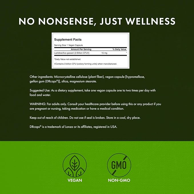 Swanson Lactobacillus Gasseri Probiotic for Adults Seeking Digestive and Metabolic Support with 3 Billion CFU - Acid-Resistant No Refrigeration (60 Vegan Capsules 3 Pack)