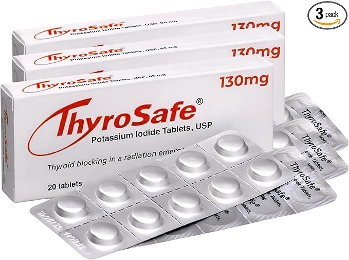 ThyroSafe Potassium Iodide 130mg Tablets (KI Pills) - Iodine for Radiation Emergency Protection | Nuclear Fallout Survival Gear and Emergency Supplies for Prepper Kits | 60 Count