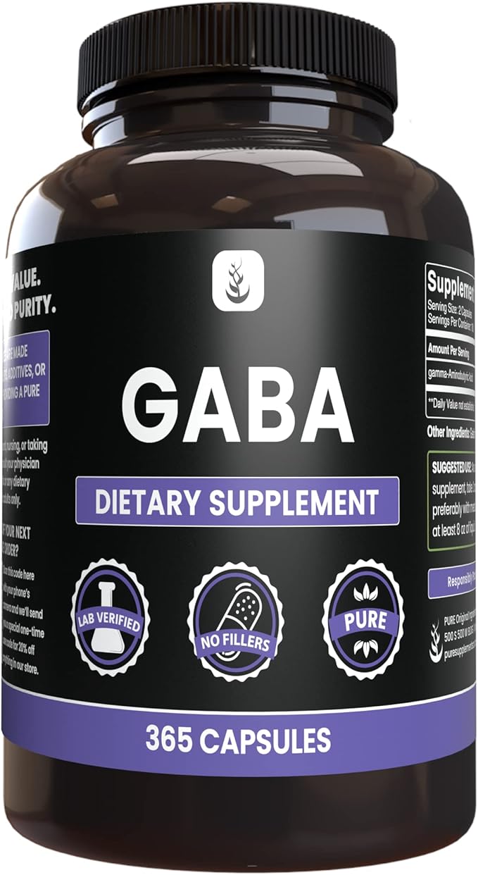 PURE ORIGINAL INGREDIENTS GABA (365 Capsules) No Magnesium Or Rice Fillers Always Pure Lab Verified