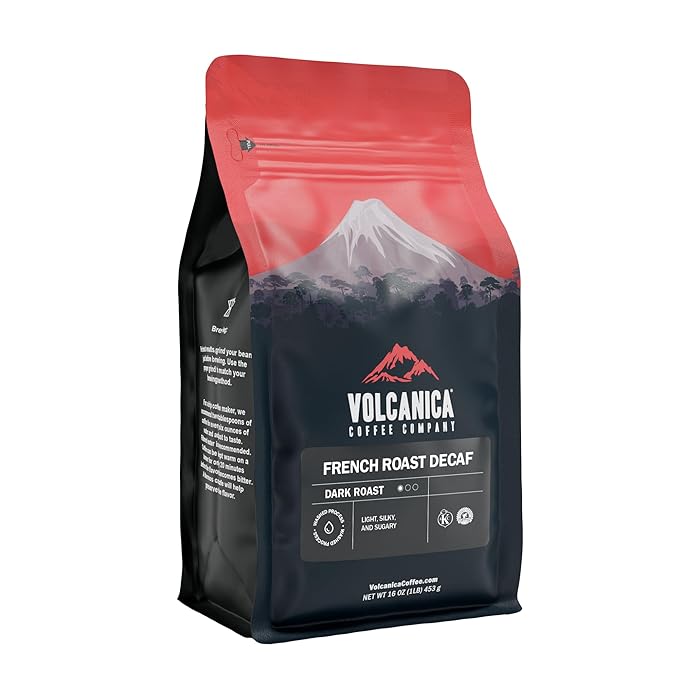 French Roast Decaf Coffee Whole Bean Swiss Water Processed Dark Roast Fresh Roasted 16-ounce