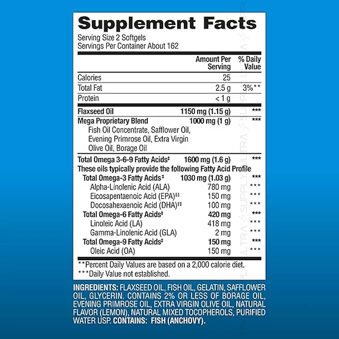 Omega 3-6-9 Dietary Supplement (325 ct.) - Promote Visual Function and Eye Health - Support Heart Cardiovascular Health Healthy Skin Hair and Overall Health (Omega 3-6-9)