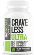 Crave Less Ultra - Supports GLP-1 Pathway Function - Weight Loss Pills/Appetite Suppressnt + Fat Burner for Women &amp Men | Increase Energy - 3rd Party Tested Formula - 60 Capsules for Adults