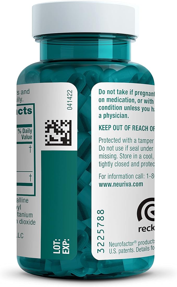 NEURIVA Original Decaffeinated Clinically Tested Nootropic Brain Supplement for MemoryFocus &amp ConcentrationNeuroFactor &amp Phosphatidylserine28ct Capsules(Pack of 2)
