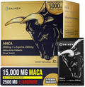 DAIKEN Peruvian Maca Root Powder Extra Strength 15000 mg Gelatinized Black Red Yellow Maca Blend with L-Arginine (2500 mg) for Men and Women Superior Absorption Vegan Lab Tested - 22 Packets
