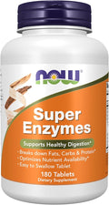 NOW Foods Supplements Super Enzymes Formulated with Bromelain Ox Bile Pancreatin and Papain 180 Tablets