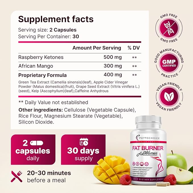 Belly Fat Burner for Women – Powerful Weight Loss Pills That Target Stubborn Belly &amp Thigh Fat – Thermogenic Metabolism Booster Appetite Suppressant &amp Bloating Relief – Advanced Slimming Form