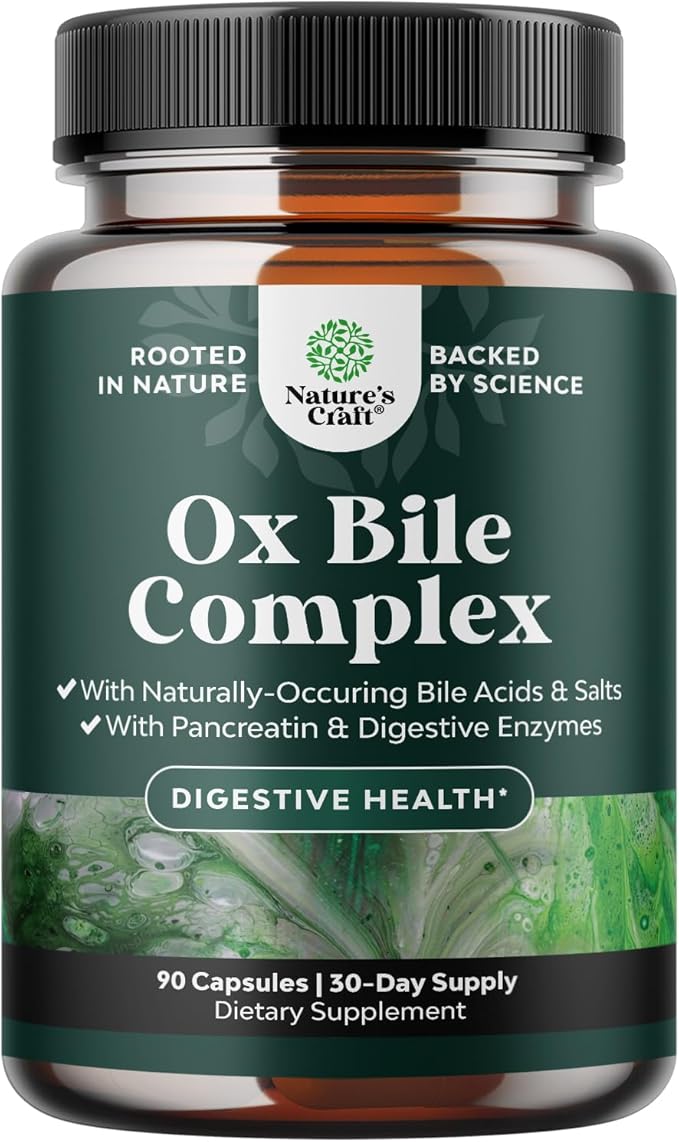 Digestive Enzymes with Ox Bile - Ox Bile Supplements for No Gallbladder with Trypsin Papain &amp Bromelain Enzyme for Pancrease Cleanse &amp Detox - Pancreatin Digestion Enzymes for Women &amp Men
