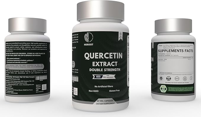 Quercetin Extract Capsules Non-GMOGluten-Free Vegetarian Supports Overall Health Strength Energy (120 Capsules)
