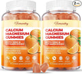 Calcium Magnesium Zinc Gummies with Vitamin D3 &amp K2 - High Absorption Magnesium Glycinate 400mg - Sugar Free Calcium Supplement - Support Nerve Muscle Mood &amp Immunity - for Adults Men Women Ki