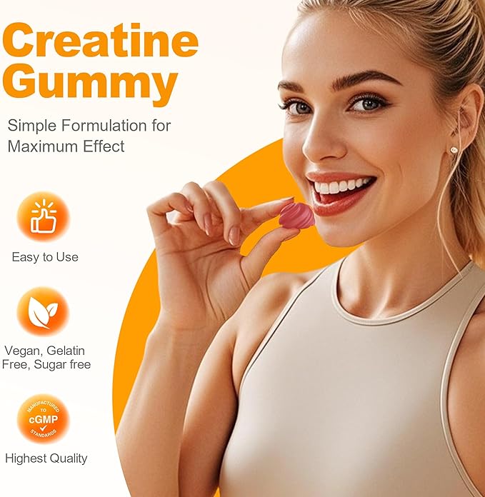 SUPERANT Creatine Monohydrate Gummies for Men &amp Women 1.5g of Creatine per Gummy Boost Focus Strength and Endurance Vegan Gluten-Free Non-GMO 90 Gummies