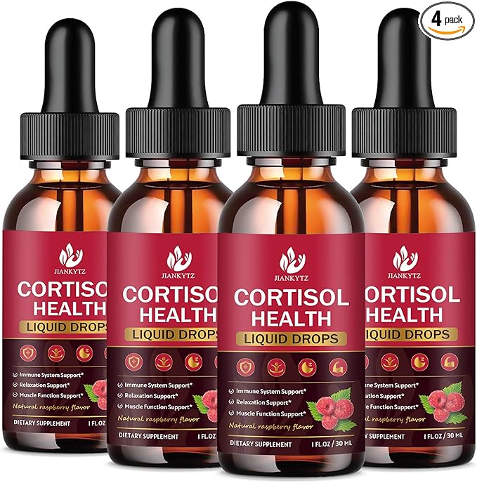 (4 Pack) Cortisol Liquid Drops for Women - Balanced Cortisol Hormone Balance Support Cortisol Supplements for Women with Magnesium Complex Rhodiola Rosea Ashwagandha Sugar-Free 1 Fl Oz