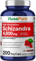 NusaPure Schizandra Berries 20:1 Extract 225 mg Equivalent to 4500mg 200 Vegan Capsules (Non-GMO Bioperine)