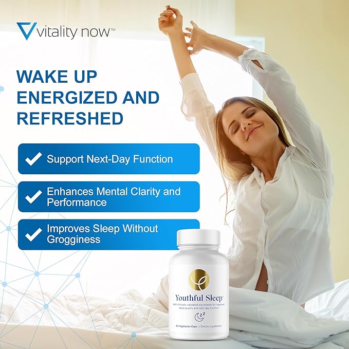 Youthful Sleep Supplement - Natural Sleep Support No Melatonin Deep Rest - 60 Capsules