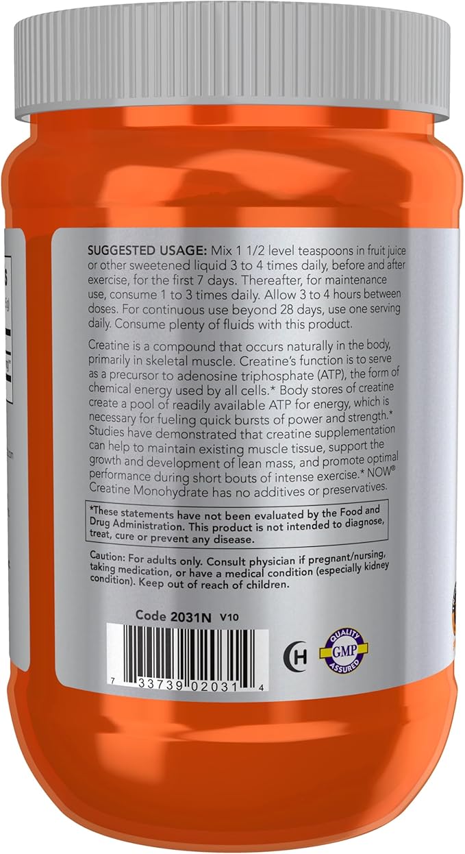 NOW Foods Sports Nutrition Creatine Monohydrate Powder Mass Building*/Energy Production* 21.2-Ounce