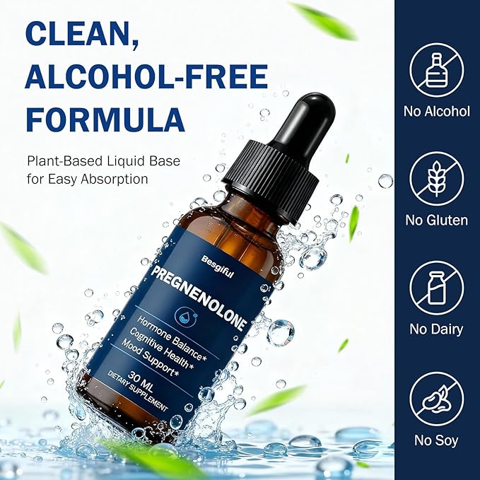 Liquid Pregnenolone Supplement Sublingual Micronized Liquid for Hormone Balance Memory &amp Focus Support Promote Cognitive Health Better Absorption Than Capsules 30 ml