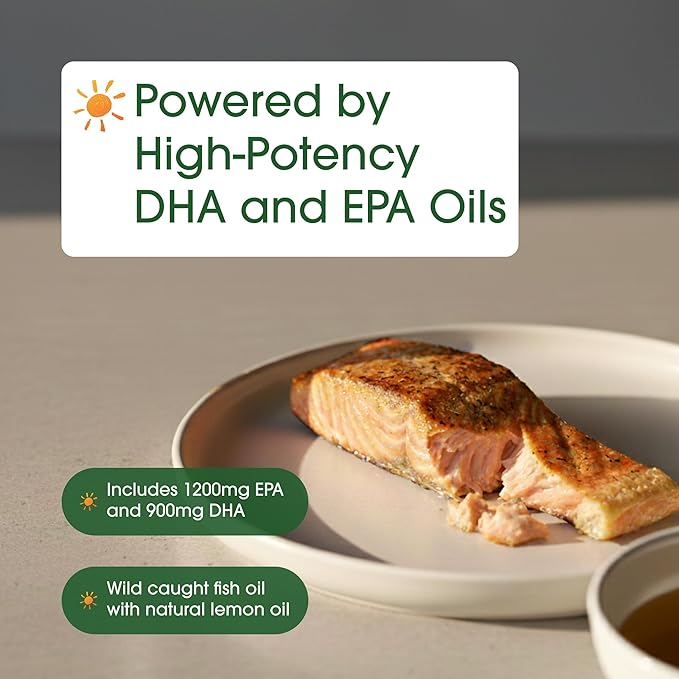 NatureBell Omega-3 Fish Oil - 180 Softgels - Support for Joint Brain &amp Heart Health* - with EPA &amp DHA - No Burps or Fishy Aftertaste - Non-GMO &amp Mercury-Free Formula - Lemon Flavor