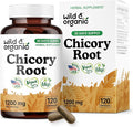 Wild &amp Organic Chicory Root Fiber Capsules - 1200 mg of Chicory Root Powder per Serving - Digestive &amp Gut Support - Inulin Prebiotic Fiber Supplement - Non-GMO Vegan Inulin Capsules - 120 Cou