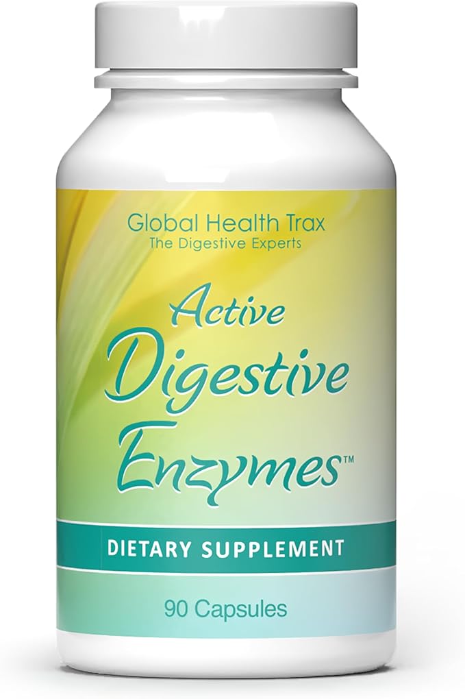Global Health Trax - Active Digestive Enzymes Supplement 90 Capsules - Comprehensive Digestive Support with Enzymes to Promote Healthy Digestion for Men and Women