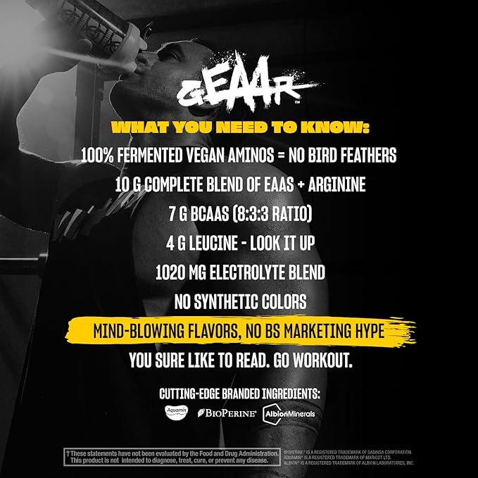 Mutant GEAAR - 9.4g of EAA Powder + Arginine 7g BCAAs 4g Leucine Electrolytes Coconut Water 30 Servings - Fruit Punch