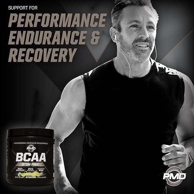 PMD Sports BCAA Stim-Free Amino Acids - Better Workout Performance Enhanced Recovery Daily Energy Muscle Builder and Muscle Sparing - BCAA Powder Drink Mix - Lemonade (30 Servings)