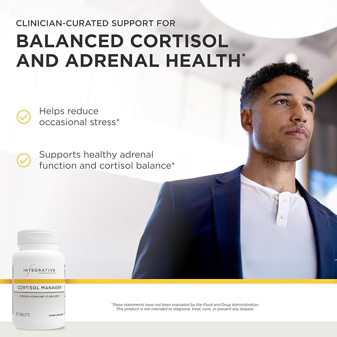 Integrative Therapeutics Cortisol Manager - Balance Cortisol &amp Support Relaxation for Restful Sleep* - Includes Ashwagandha &amp L-Theanine for Confidence with Less Stress* - 30 Tablets (15 Servi