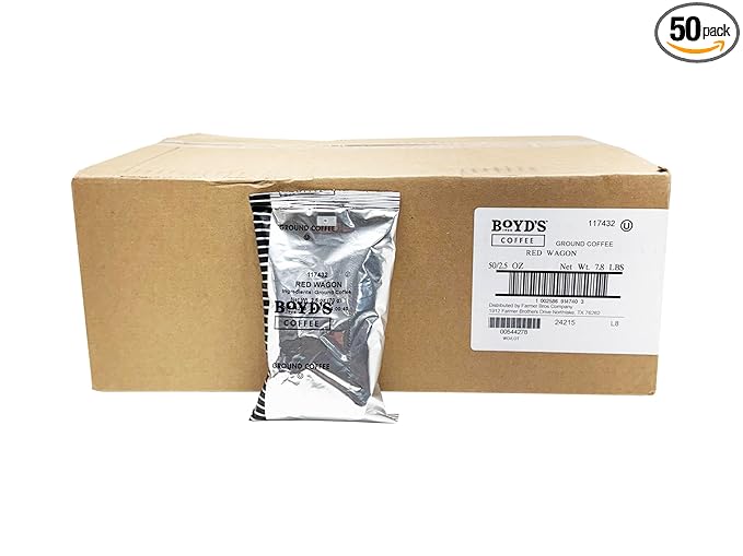 Boyd's Red Wagon Ground Coffee 50/2.5oz Pre-Portioned Packets