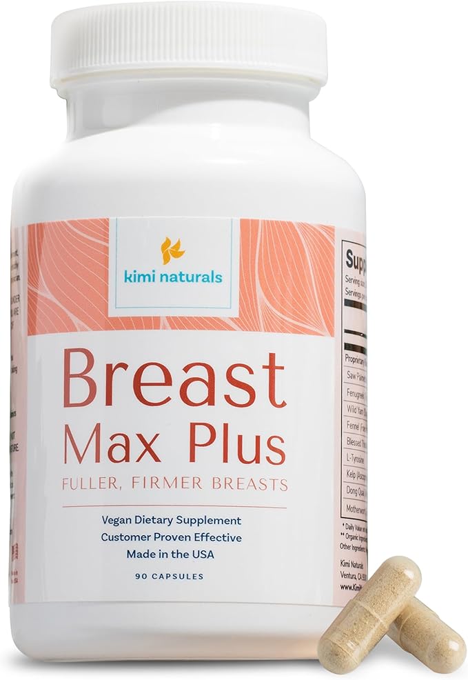 KIMI Naturals Breast Max Plus - Breast Enhancement Pills | Breast Enlargement Supplements with Fenugreek Breast Growth Supports Breast Firmness | 90 Capsules