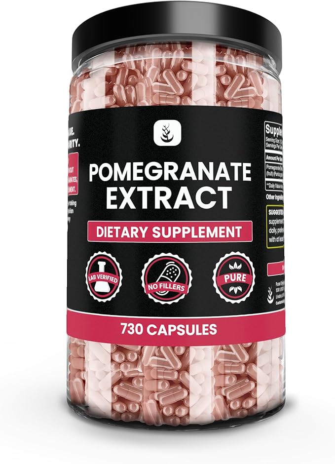 PURE ORIGINAL INGREDIENTS Pomegranate Extract (730 Capsules) No Magnesium Or Rice Fillers Always Pure Lab Verified