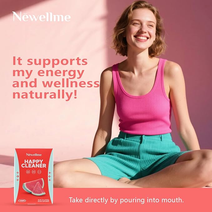 Newellme Watermelon Berry Superfoods Happy Cleaner Probiotic Powder Happy Cleaner para Bajar De Peso Natural Antioxidant &amp Greens Mix with Fruits and Veggies (42-Days Watermelon)