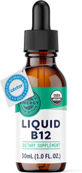 Vimergy USDA Organic Liquid Vitamin B12 Supplement 2500 mcg Methylcobalamin &amp Adenosylcobalamin Fast-Absorbing Energy Support Vegan Non-GMO B12 Vitamins for Women &amp Men 30 Serving (30 mL)