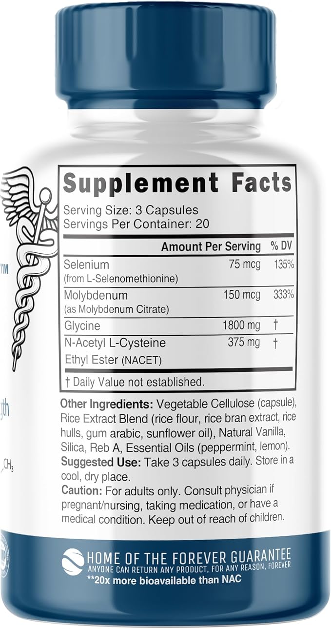 Nutri Neuro NAC Supplement 375mg Extra Strength with 1800mg Glycine - N-Acetyl Cysteine Ethyl Ester - 20x More Bioavailable - Boost Glutathione 10x More - 90 Vegan Capsules - 3rd Party Tested