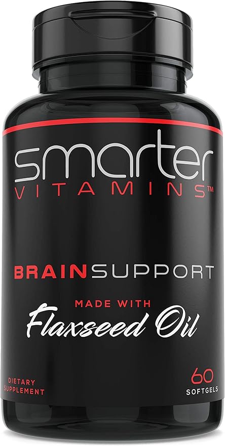 Smarter Brain Support Nootropic Supplement Made with Alpha-GPC L-Tyrosine &amp Acetyl L-Carnitine ALCAR Flaxseed Oil ALA DHA 60 Softgel Energy Pills