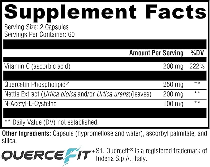XYMOGEN Quercetin 20× Plus - Quercetin Phytosome Supplement for Immune &amp Respiratory Support - with Vitamin C &amp Nettle Leaf - 120 Capsules