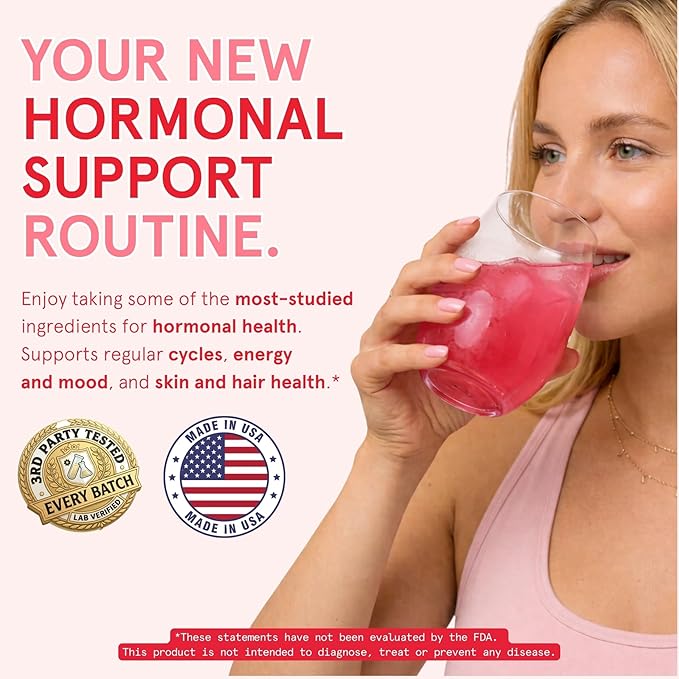 Peach Perfect Inositol Powder Multivitamin Pink Lemonade Flavor – 4g Myo &amp D-Chiro Inositol DIM Zinc Magnesium Glycinate Vitamin D3 – Supports Women’s Health Cycle Energy 30 SVG
