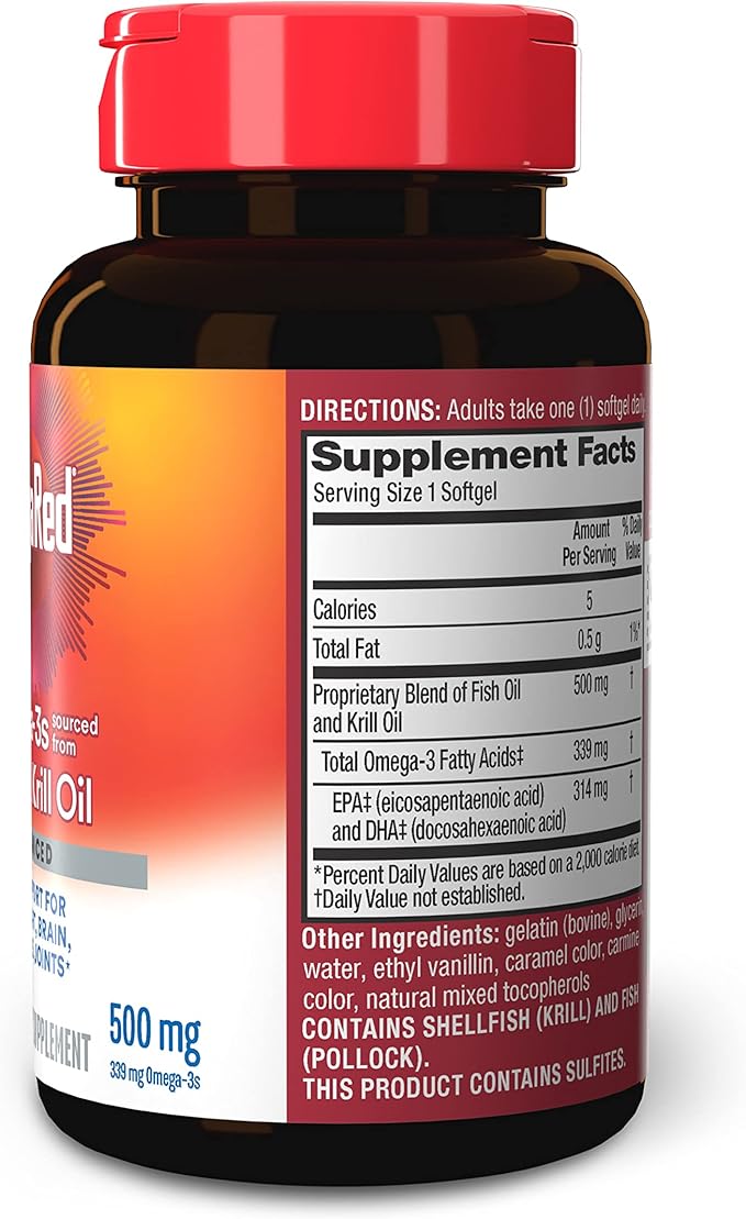 Megared Omega-3 Fish Oil + High Absorption Krill Oil 500mg Softgels MegaRed Advanced 4in1 (80 count in a bottle) Concentrated Omega-3 Fish &amp Krill Oil Supplement