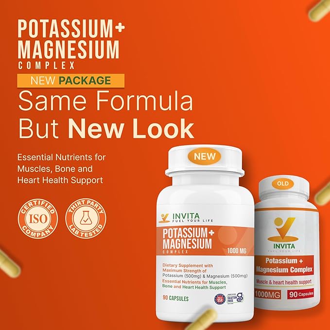 Potassium Magnesium Complex 1000 mg High Absorption Magnesium &amp Potassium Supplement for Leg &amp Muscle Recovery 5 Form of Mag for Sleep &amp Vascular Support