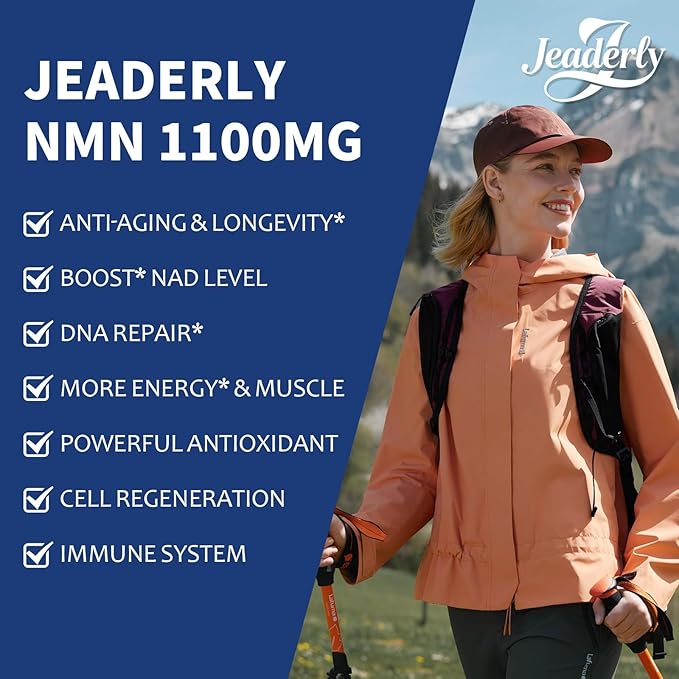 1100mg NMN &amp Trans-Resveratrol 3-in-1 Supplement 60 Veggie Capsules – Supports NAD+ Boost* Cellular Energy Immune Function Muscle Health &amp Anti-Aging 30-Day Supply