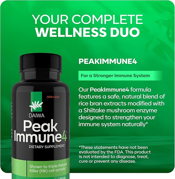 Daiwa Peak Immune 4 - Natural Immune System Booster + Plasmanex 1 – Blood Circulation Supplement + Krill Oil – Omega 3 Krill Oil Capsules