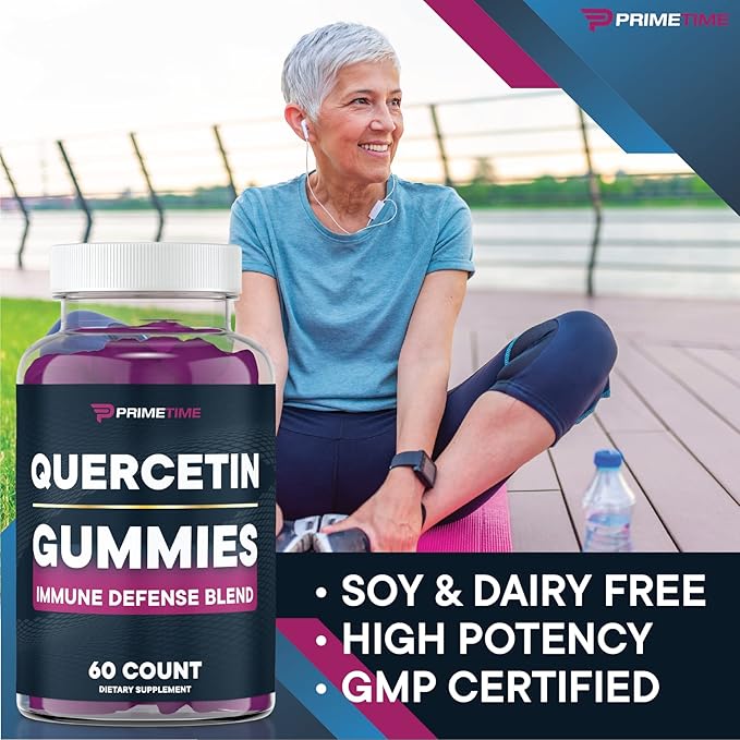 Primetime Sports Quercetin ZincVitamin C 1000mg Gummies Supplements with Elderberry Flavonoid Vitamin for Kids Adults Immunity Immune Support Gummy Booster 60 Count (Pack of 2)