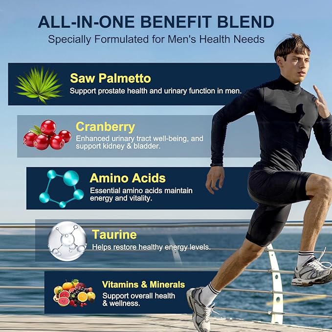 DRFOSTER Probiotics for Men Digestive Health 120 Billion CFUs Mens Probiotic with Enzymes &amp Prebiotics &amp Saw Palmetto &amp Cranberry for Gut Prostate &amp Urinary Tract Health Shelf Stabl