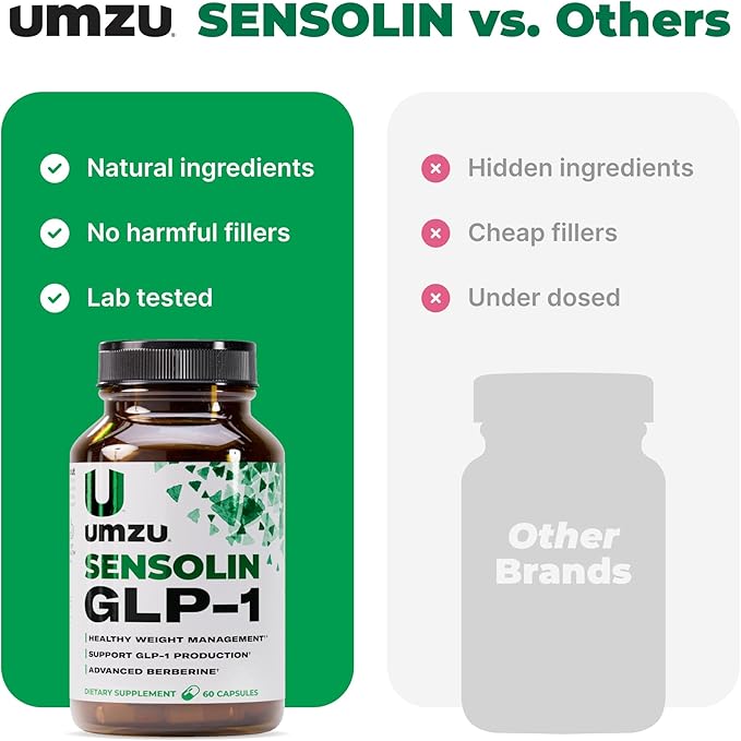 UMZU Sensolin GLP-1 Support Supplement – 30 Day Supply – with Dihydroberberine Ceylon Cinnamon Chromium &amp Biotin – Supports Metabolic Function Focus &amp Energy Balance