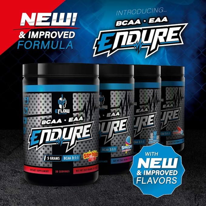 eFlow Nutrition Endure BCAA Plus EAA - Essential Amino Acids Electrolyte Powder Intra Workout - Improve Energy Recovery and Performance - Warrior Gummy Bear(30 Servings)